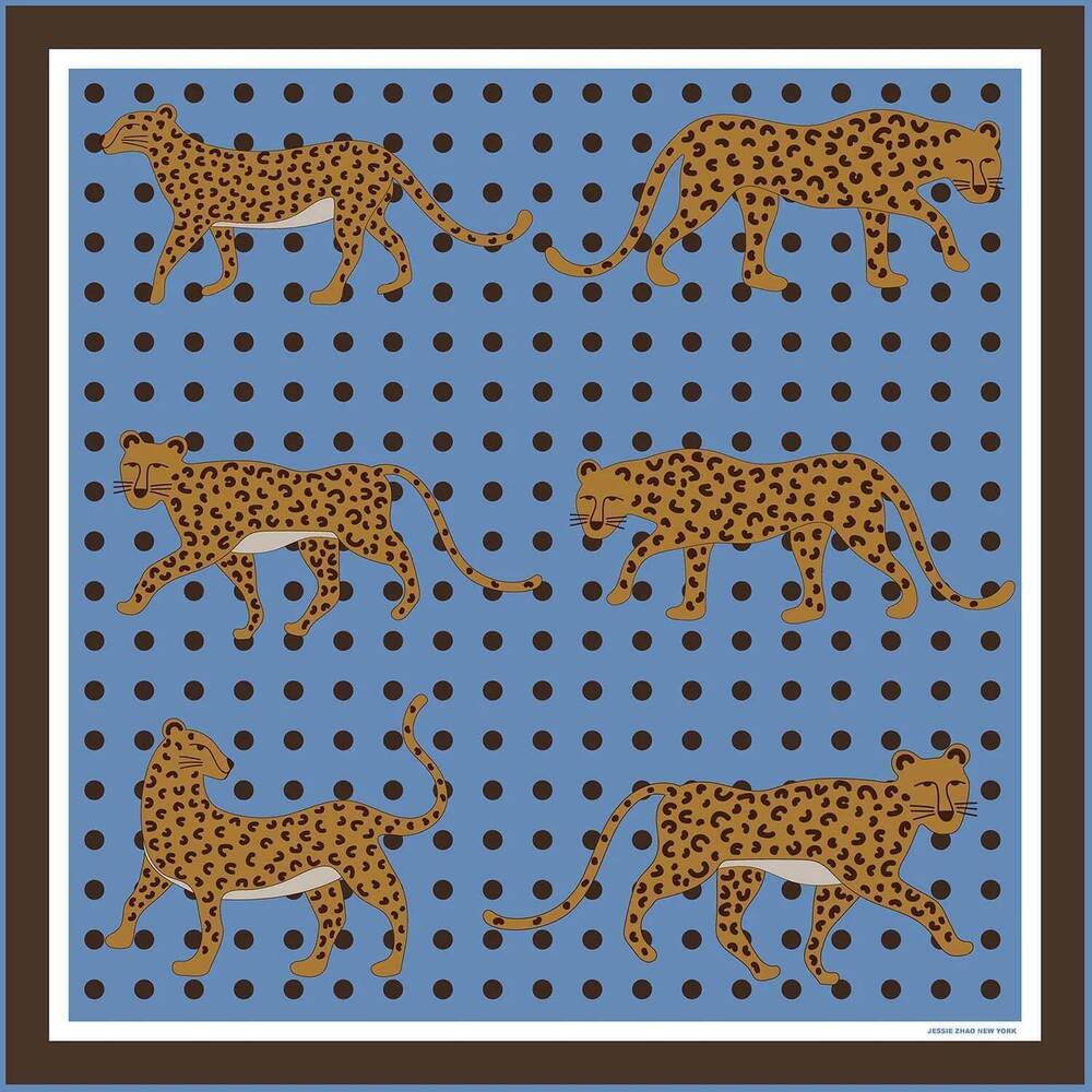 NEW JESSIE ZHAO double sided silk scarf in blue
